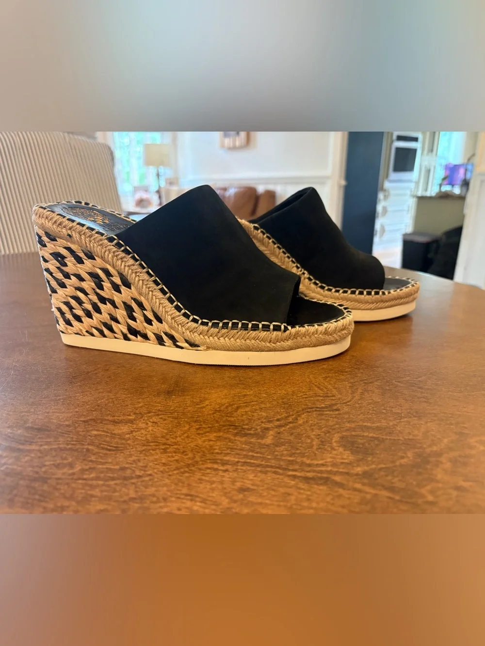 Vince Camuto Black Espadrille Wedge Slide